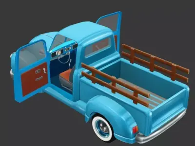 Pickup truck Low-poly 3D model by 3d-worker