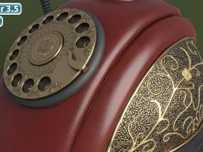 Retro Phone  Low-poly 3D model