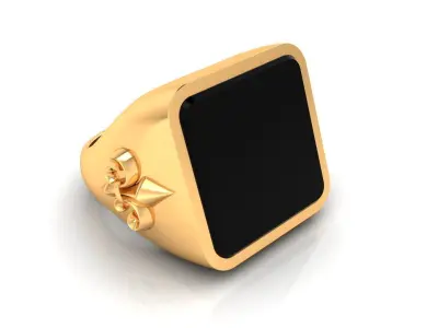 Ring M148 Mens luxury ring with enamel   gems 3D print model