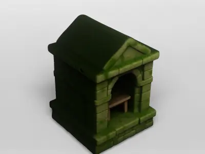 Ancient Stone Fireplace 3D Model 3D model