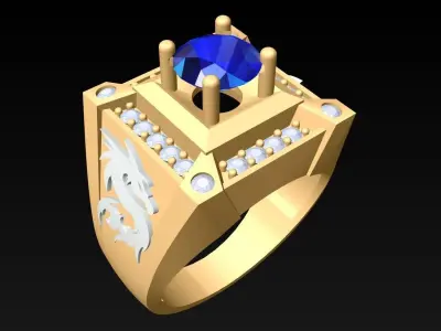 Dragon Ring - Mens Ring - N5269 3D print model