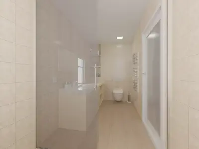 Realistic modern bathroom  Low-poly 3D model