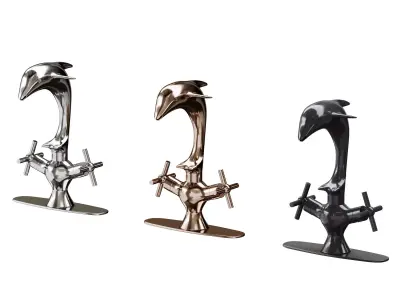Chrome Dolphin Faucet Single Hole Widespread Plate 3D model