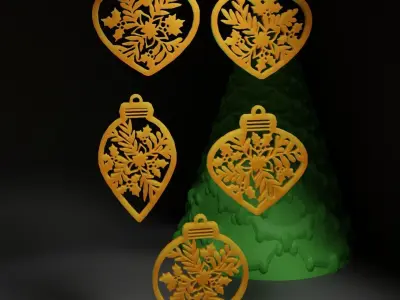 Christmas Ornament - Pendant - Christmas Tree Set  3D print model