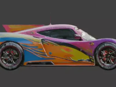 Pink Cartoon Race Car 3D Model Low-poly 3D model