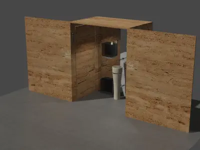 WC SOCIAL - TRAVERTINO AND BOTTICINO MARBLE STONE Low-poly 3D model