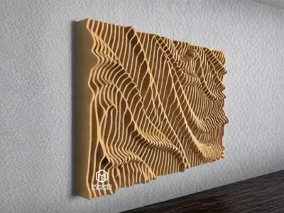 Parametric Wavy Wooden Wall Decor 18 - wood cutting machines 3D model
