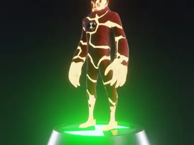 Heatblast  from  Ben 10   UV unwrapped and Textures Provided Free 3D model