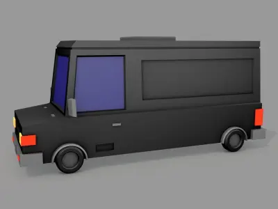 Cartoon Black Bus Car  Low-poly 3D model