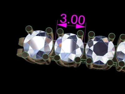 Diamond Tennis Bracelet 3MM Link 3D print model