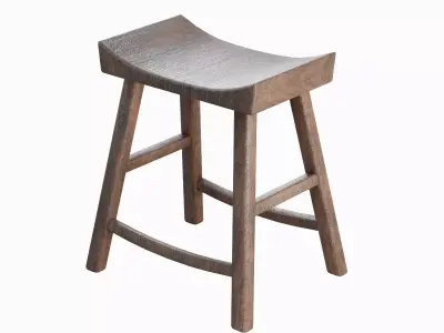 Old Wooden Chair 01  Low-poly 3D model