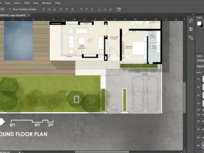 Floor Plan Render in Photoshop Download PSD and Resource Files 3D model