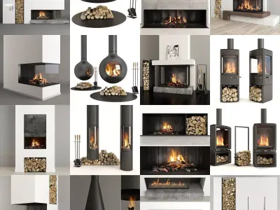 Collection of Fireplaces 3D model