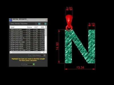 N Letter Alphabet Tiles Texture Pendant 3D Print Model 3D print model