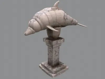 Dolphin Garden Decoration statue Low-poly 3D model