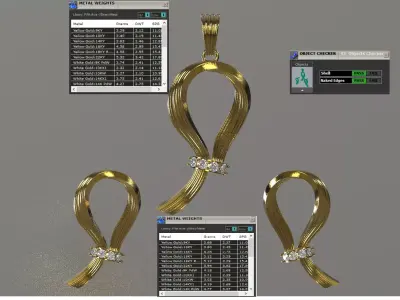 Diamond Accented Ribbon Loop Half Set model  js0023 3D print model