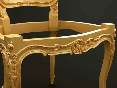 Classic Baroque Style Wooden Chair Base for CNC 3D model
