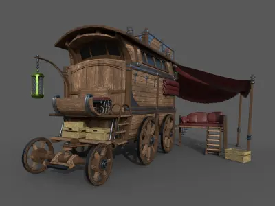 Carriage - 04 Low-poly 3D model