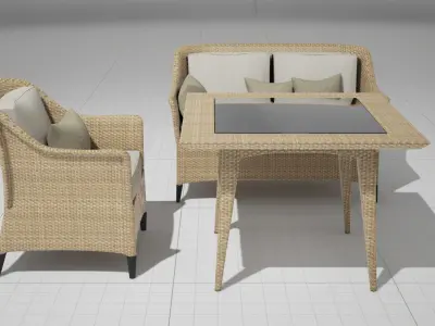 Dedon Summerland Set Beige UE4 3D model