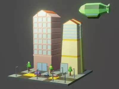 Town for resident  Free low-poly 3D model