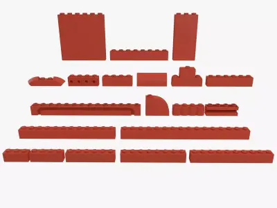 Lego Bricks 1x3 - 1x16 3D model