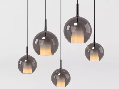 Chandelier 1 pendant light with five balls hanging from it 3D model
