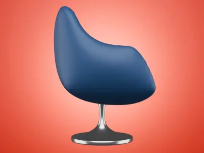 Leather Armchair and Metalic Twisted Base Style 3D model