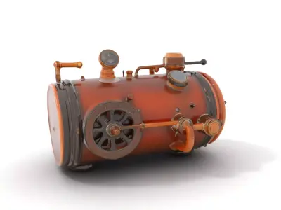 Steampunk Boiler Model Pack with Detailed Components Low-poly 3D model