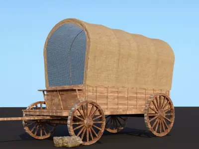 Carts wooden wagon Low-poly 3D model