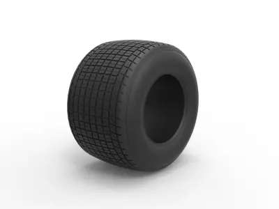 Dirt Sprint racing tire 5 Scale 1 to 25 3D print model
