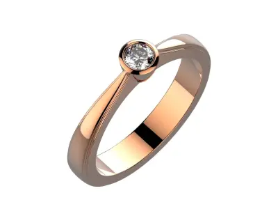 ZP014 engagement ring with diamond 3D print model