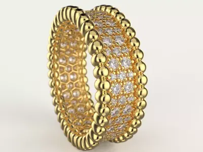 Ring Perlee - Clover diamonds 3 rows 3D print model