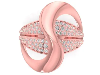 Elegant Wave Design Pave Diamond Ring for Women 2526 3D print model