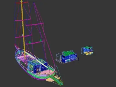 Boat 3d Model L1 Master Cabin-Bridge and Saloon-Passenger Cabin 3D model