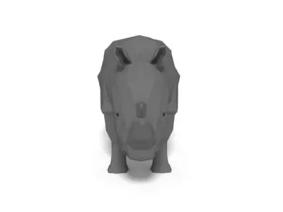 Low Poly Cartoon Rhinoceros Low-poly 3D model