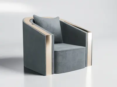 Collection 3D Brass Grey  Red Modern Seating Set Armchairs-Sofas 3D model