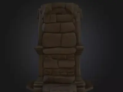Gothic Stone Arch Door Low-poly 3D model