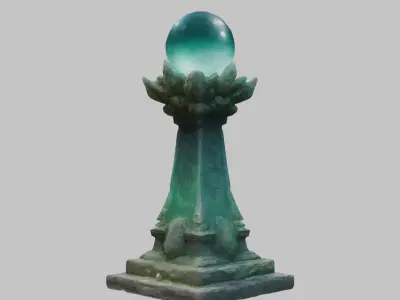 Mysthical Statue Magic Crystal Low-poly 3D model
