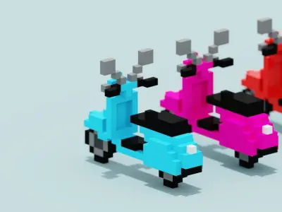 Voxel Vespa collection Low-poly 3D model
