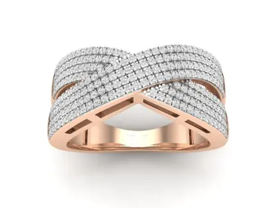 AV 498 Diamond Ladies Crossover Swirl Band Stackable Ring  3D print model