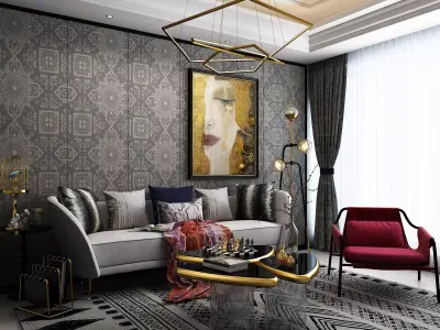 Modern Luxury Living Room Set  3D model