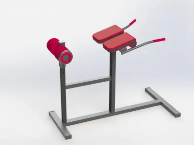 Hyperextension exercise machine with handle 3D model