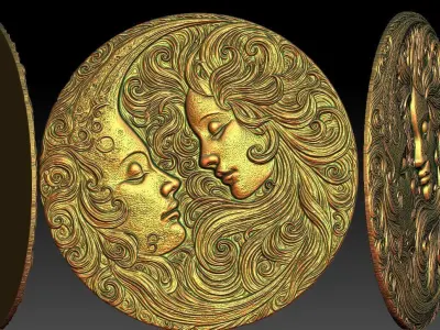 1 circle decoration CNC Relief Model 3D print model