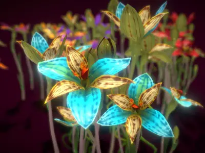 Flower Thelymitra Pulcherrima Low-poly 3D model