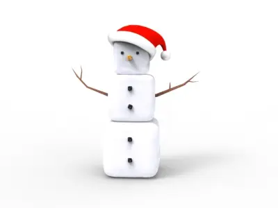 Snowman cube Low-poly 3D model