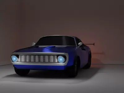 Low-Poly simple muscle car Low-poly 3D model