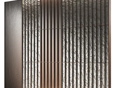 Wall panels Room PartitionsThin wooden planks rocky stone 3D model