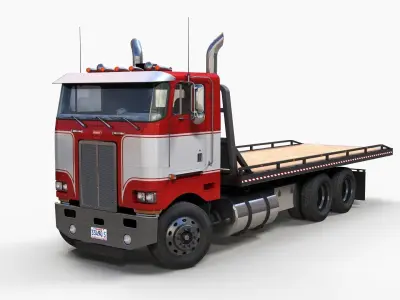 Peterbilt 362 flatbed truck Low-poly 3D model