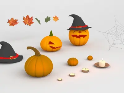 Halloween Set three pumpkins 3D model