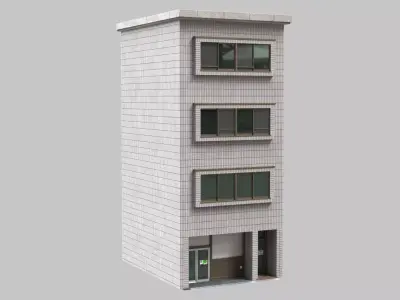 Asian Brick Building Free 3D model